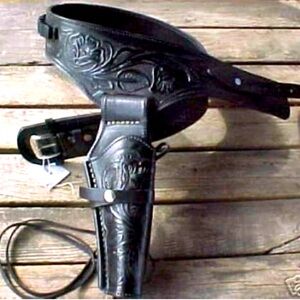 NEW! Black Genuine Leather Western Holster Rig 44/45 LC Ammo Loops By GUNS4US